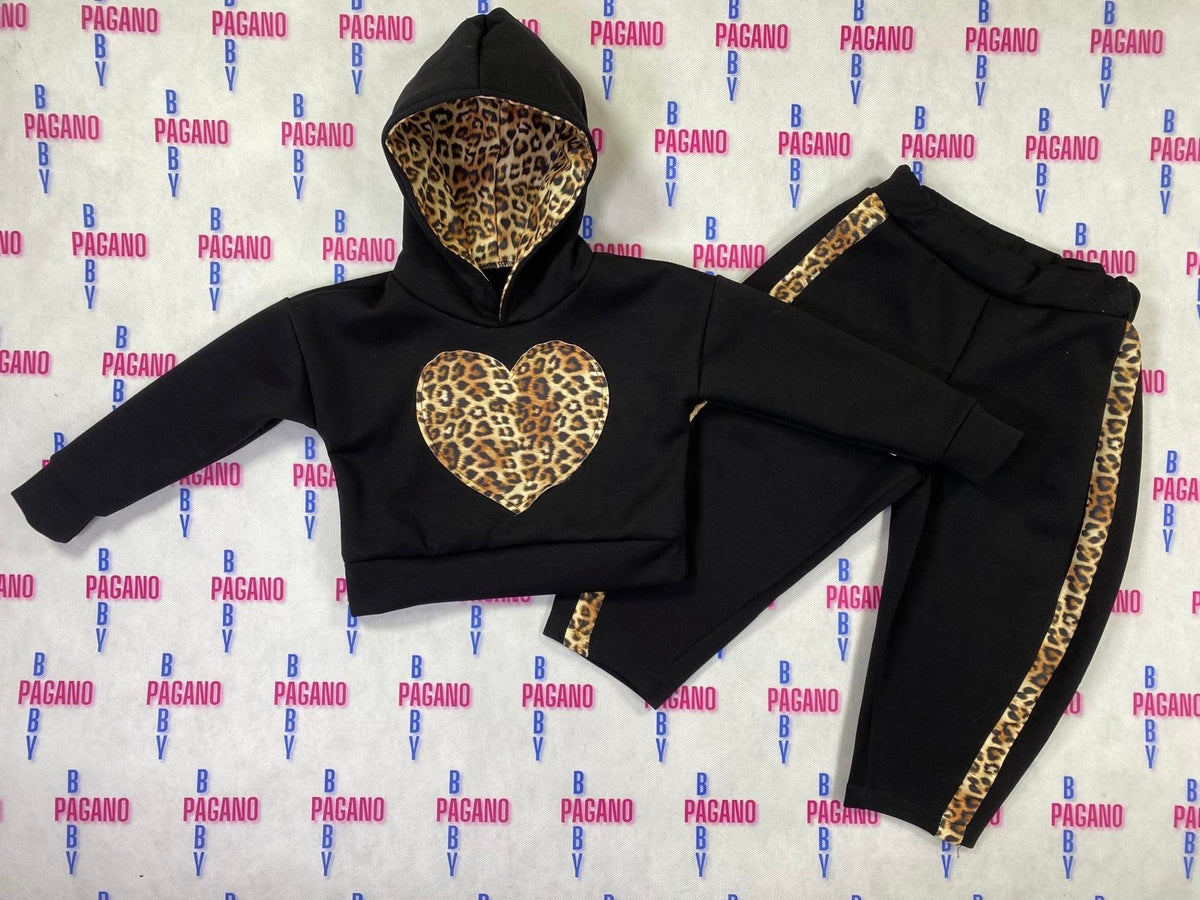 Tuta HEART LEOPARD BLACK