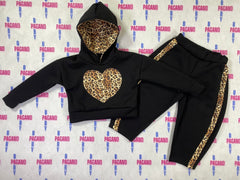 Tuta HEART LEOPARD BLACK