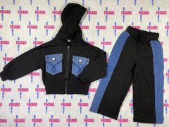 Tuta DUO JEANS con panta-tuta e felpa con zip e cappuccio